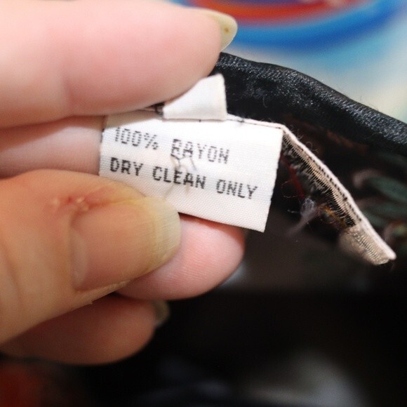 Solz Squirrel Black Oriental Asian Floral Embroidered Geisha Top Vintage 42 - Picture 16 of 16